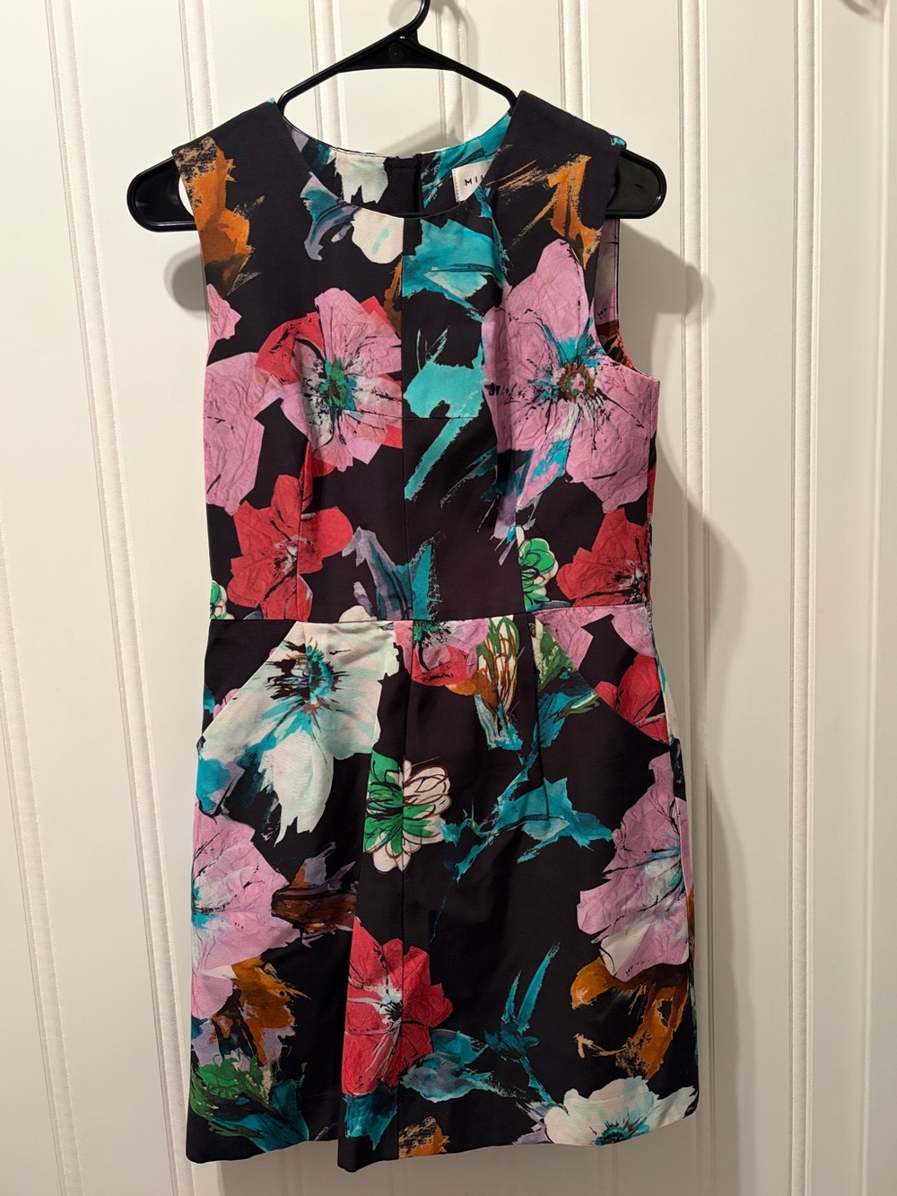 Milly Sleeveless Floral Sheath Dress Pockets Women’s Size 8
